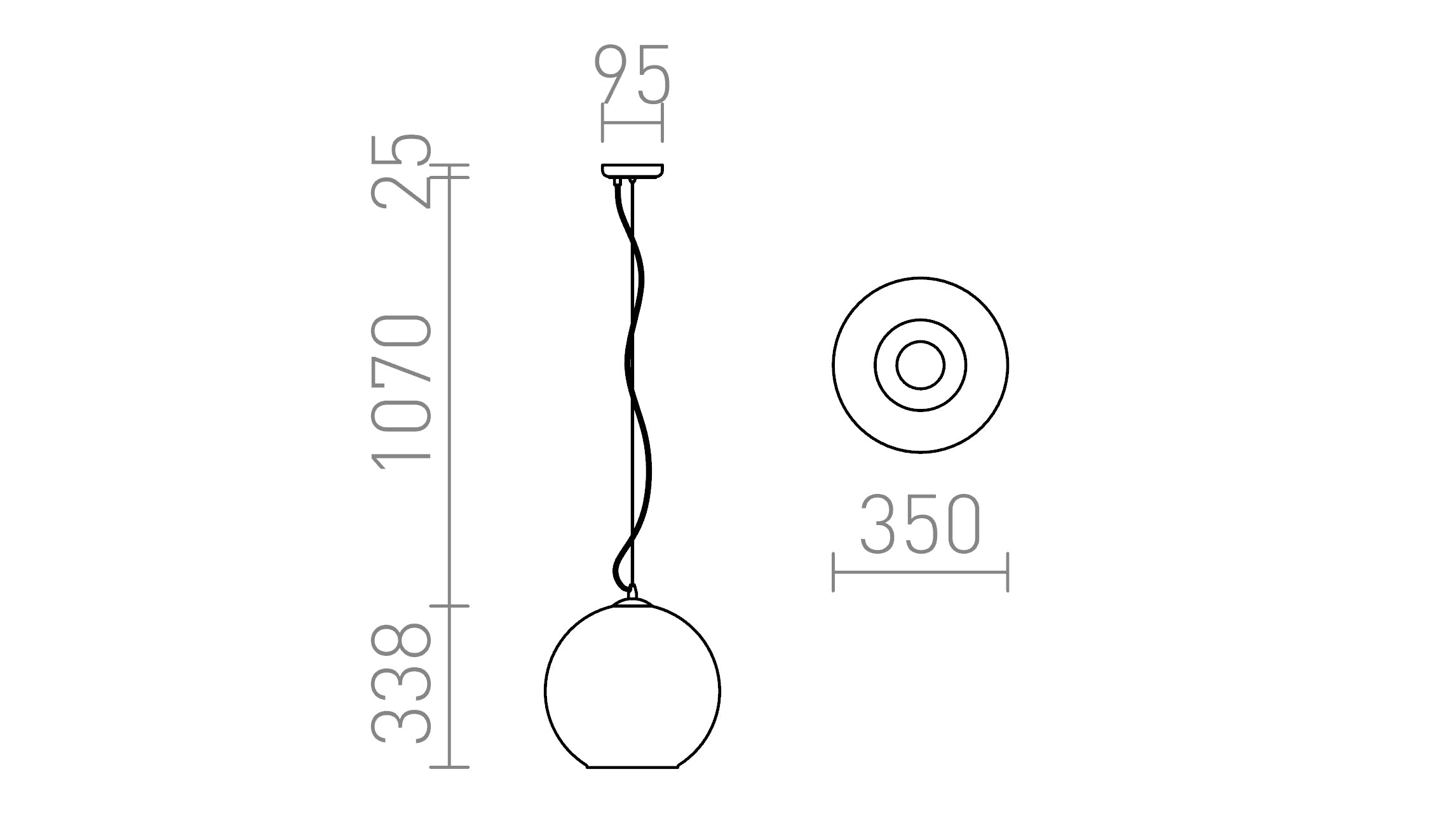 BEAU MONDE 35 viseča lampa - Product sketch