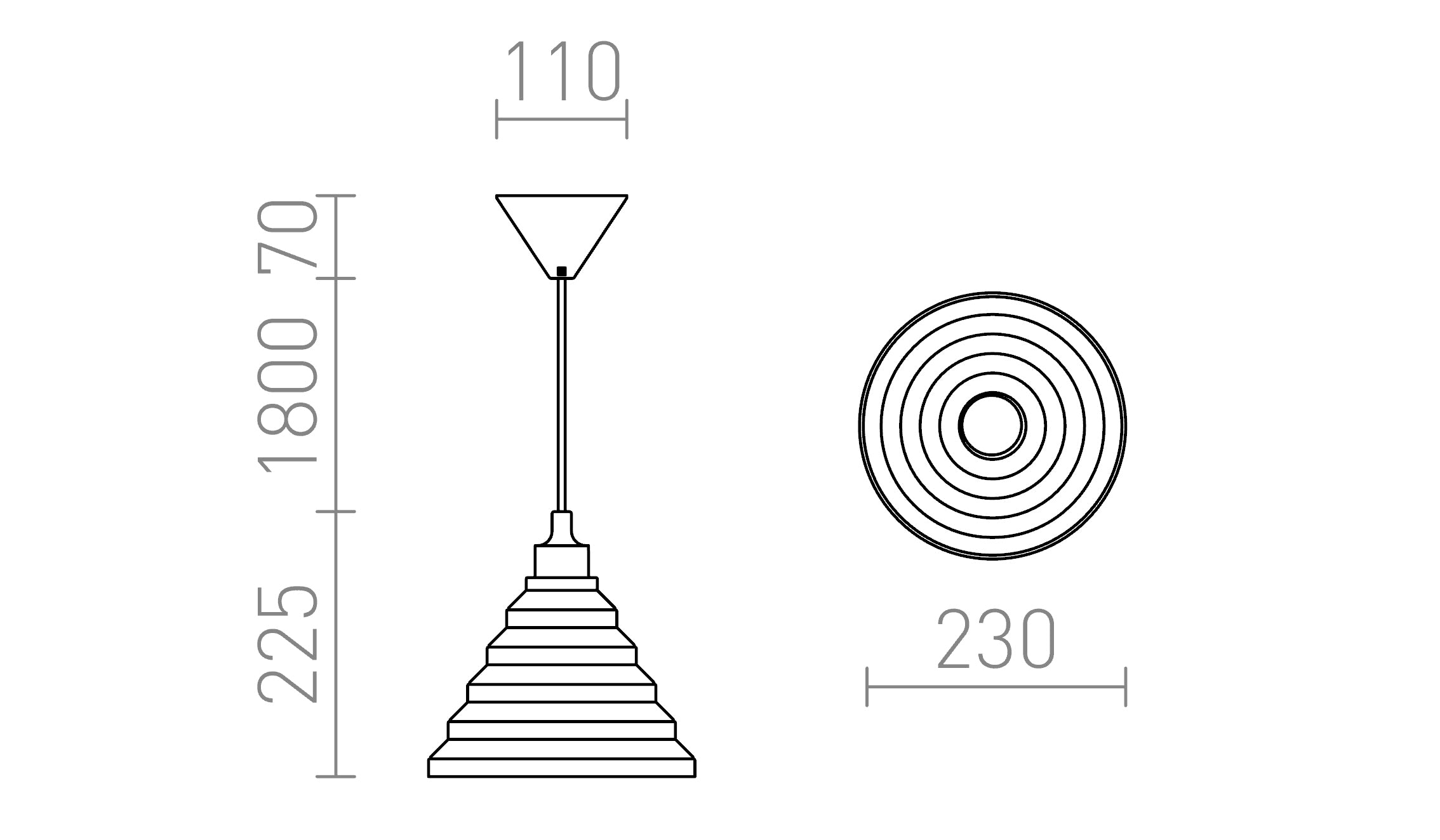 AMICI viseča silikonska lampa - Product sketch