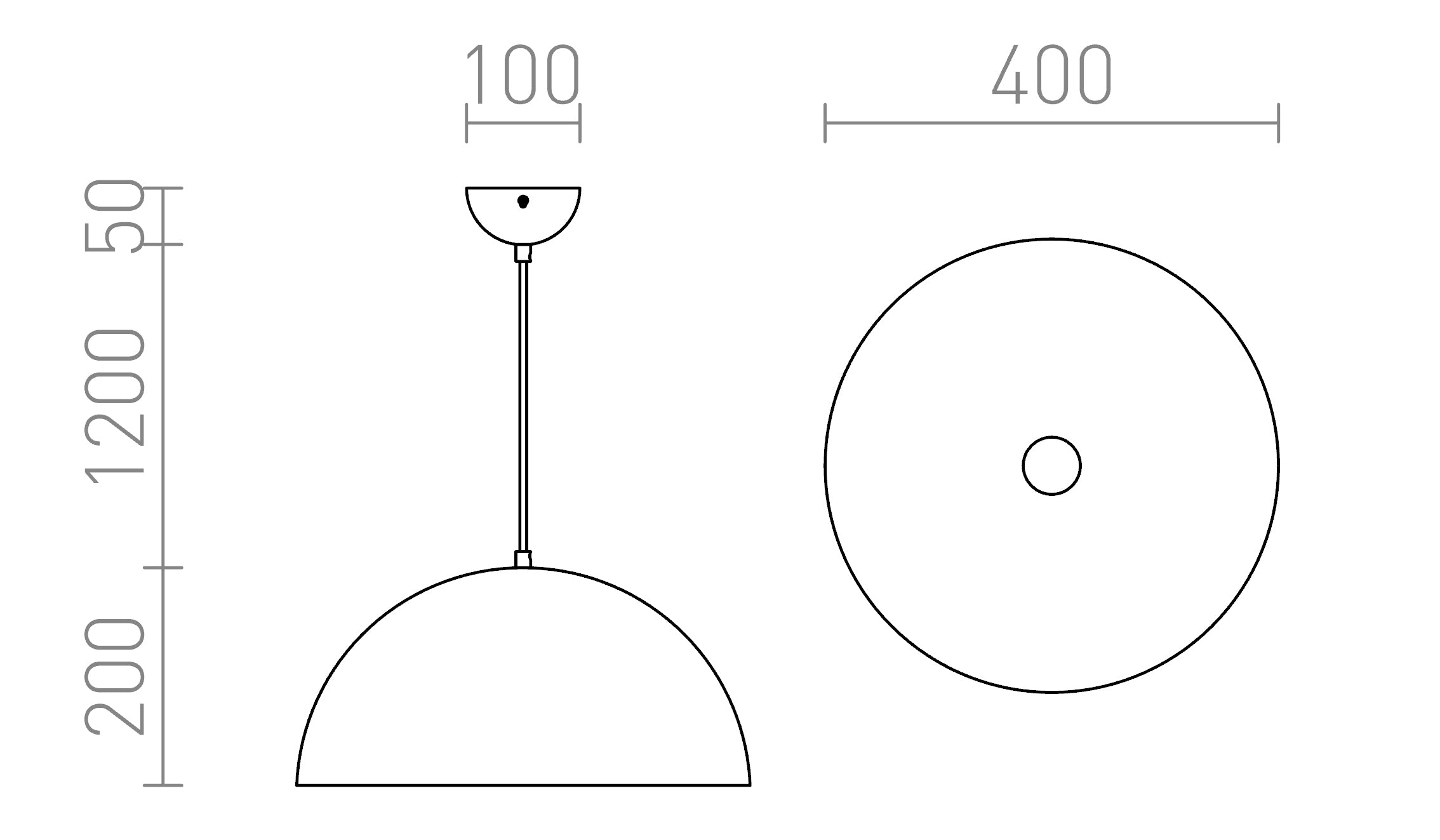 MONROE 40 riippuvalaisin lamppu - Product sketch