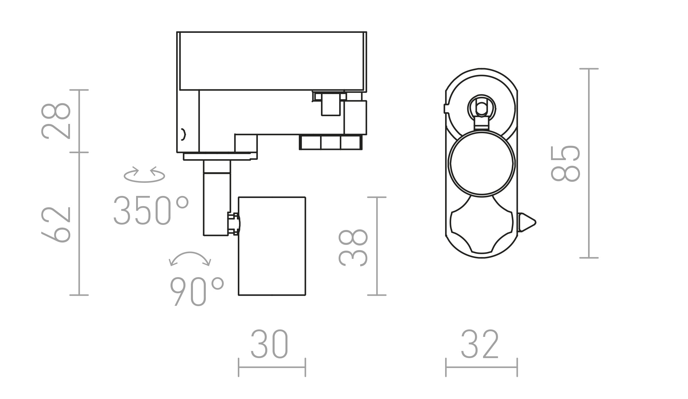 TRICA för 3-fasskena - Product sketch