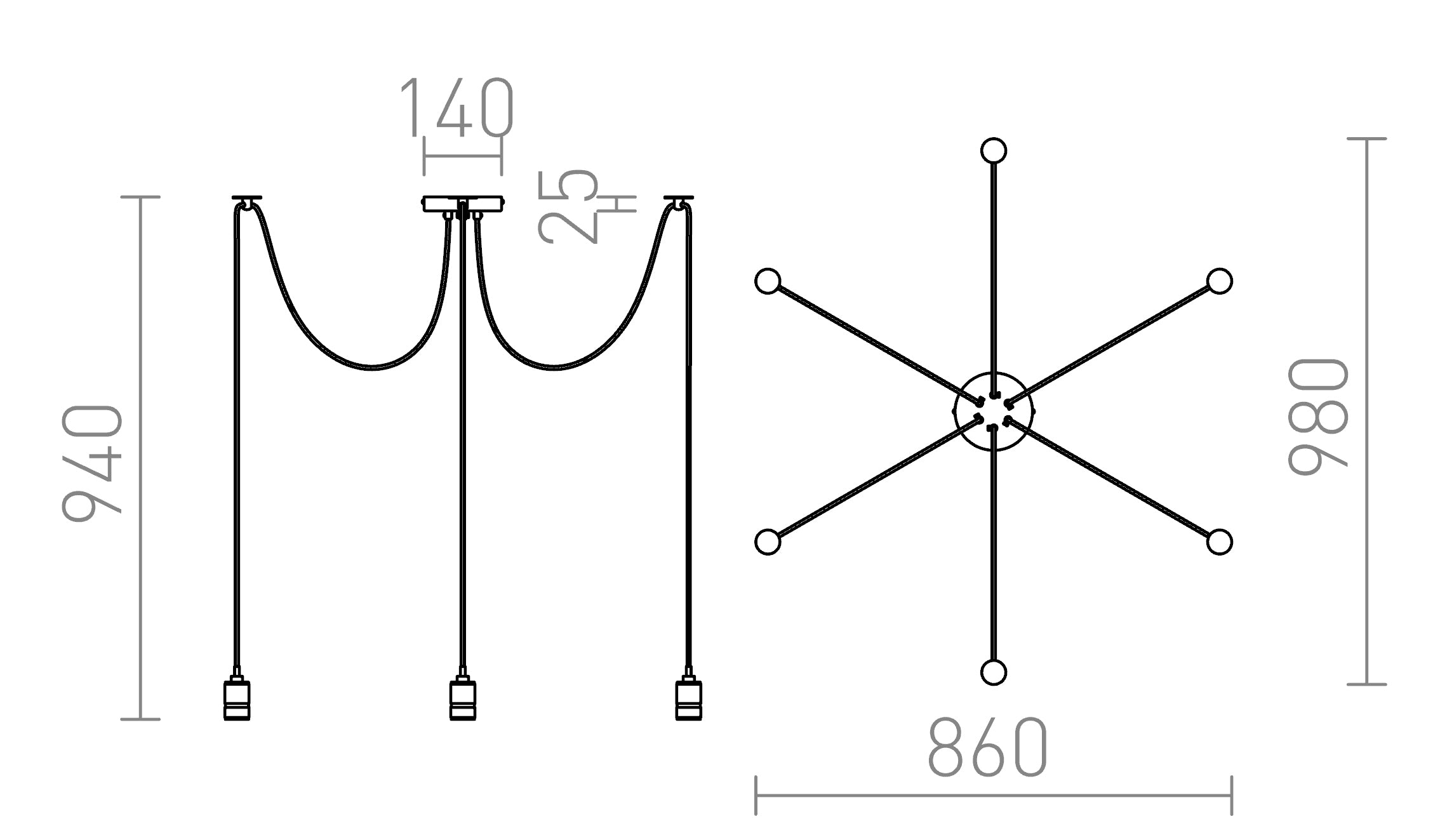 CINDY VI κρεμαστό λαμπτήρας - Product sketch
