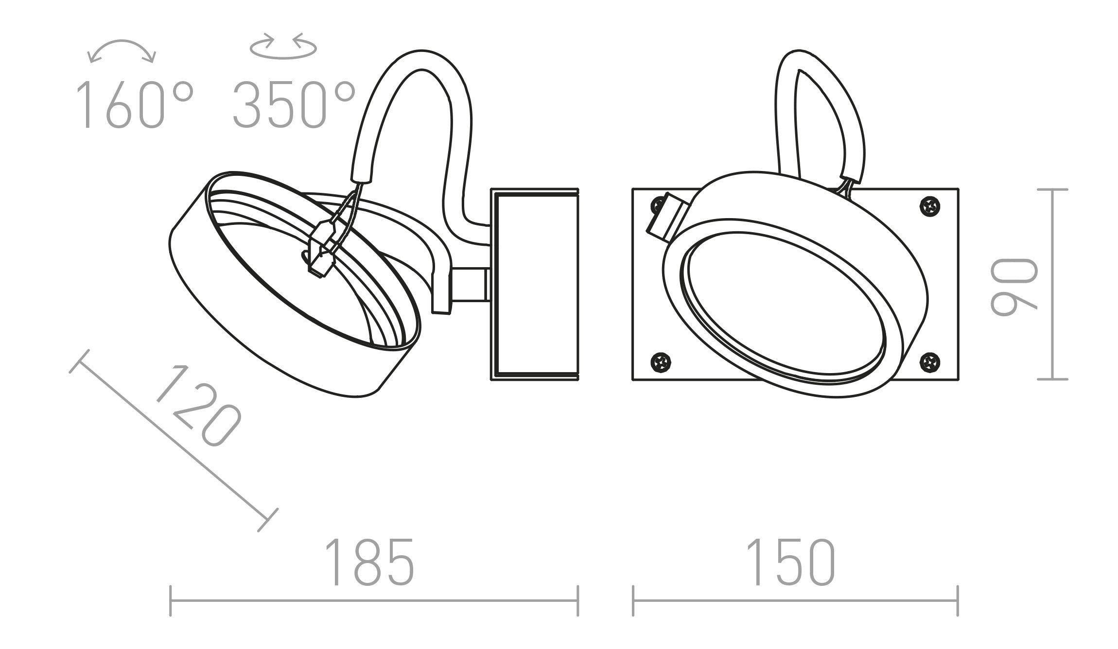 KELLY I Επιτοίχιος λαμπτήρας - Product sketch