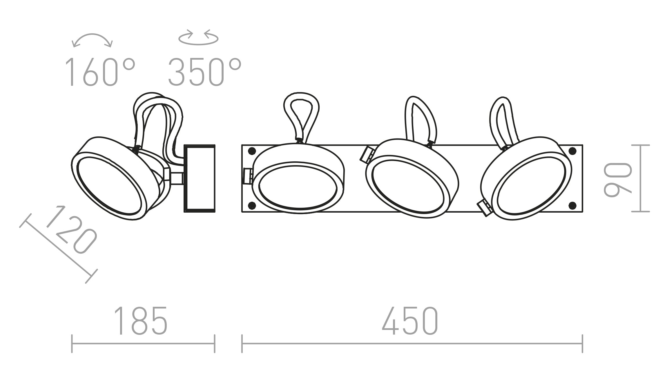 KELLY III Επιτοίχιος λαμπτήρας - Product sketch