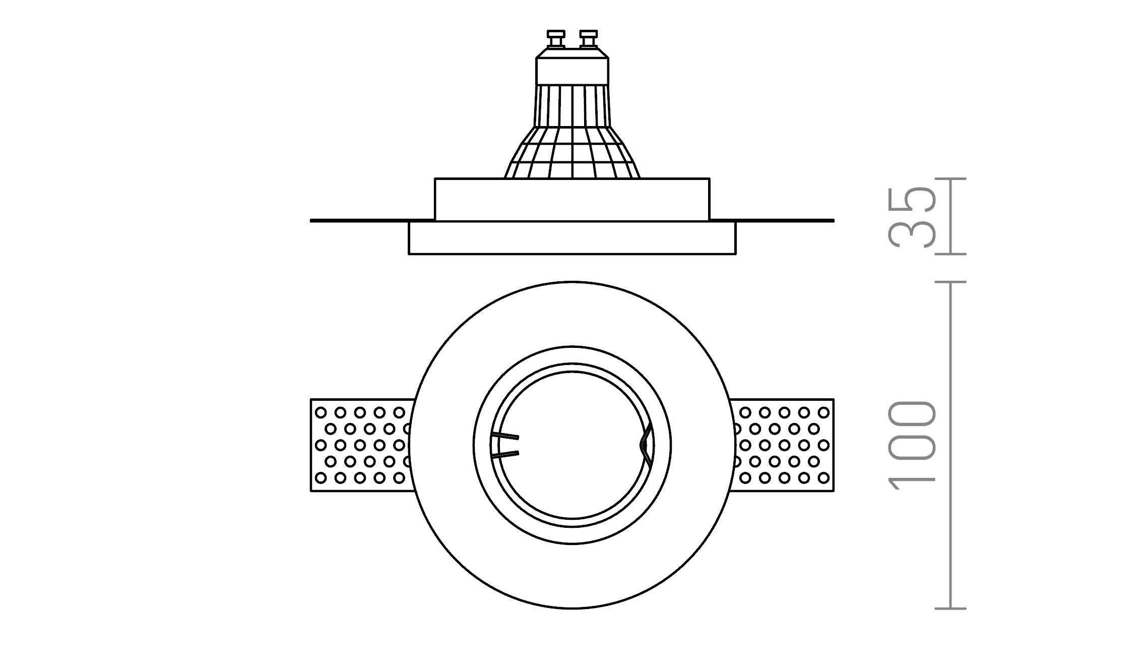 DANDY R encastrable lampe - Product sketch