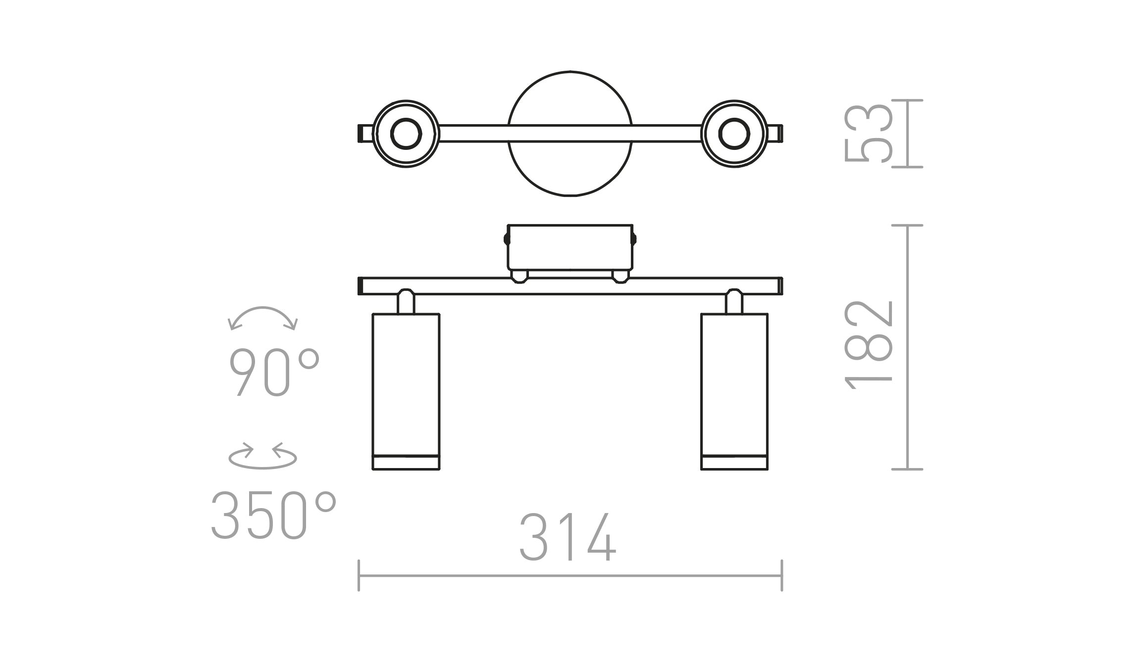 BOGARD II seinä lamppu - Product sketch