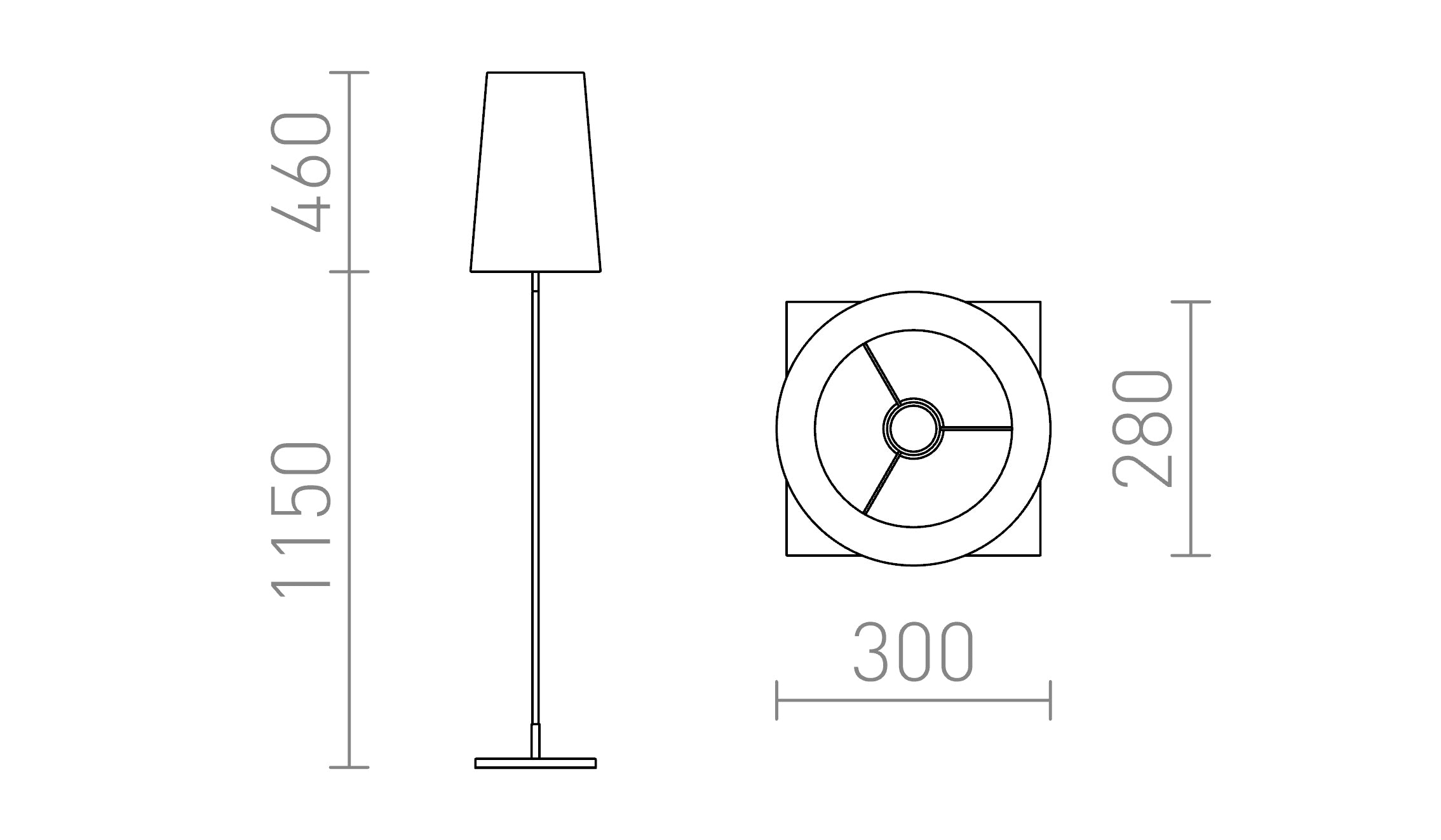 LULU de pé lâmpada - Product sketch