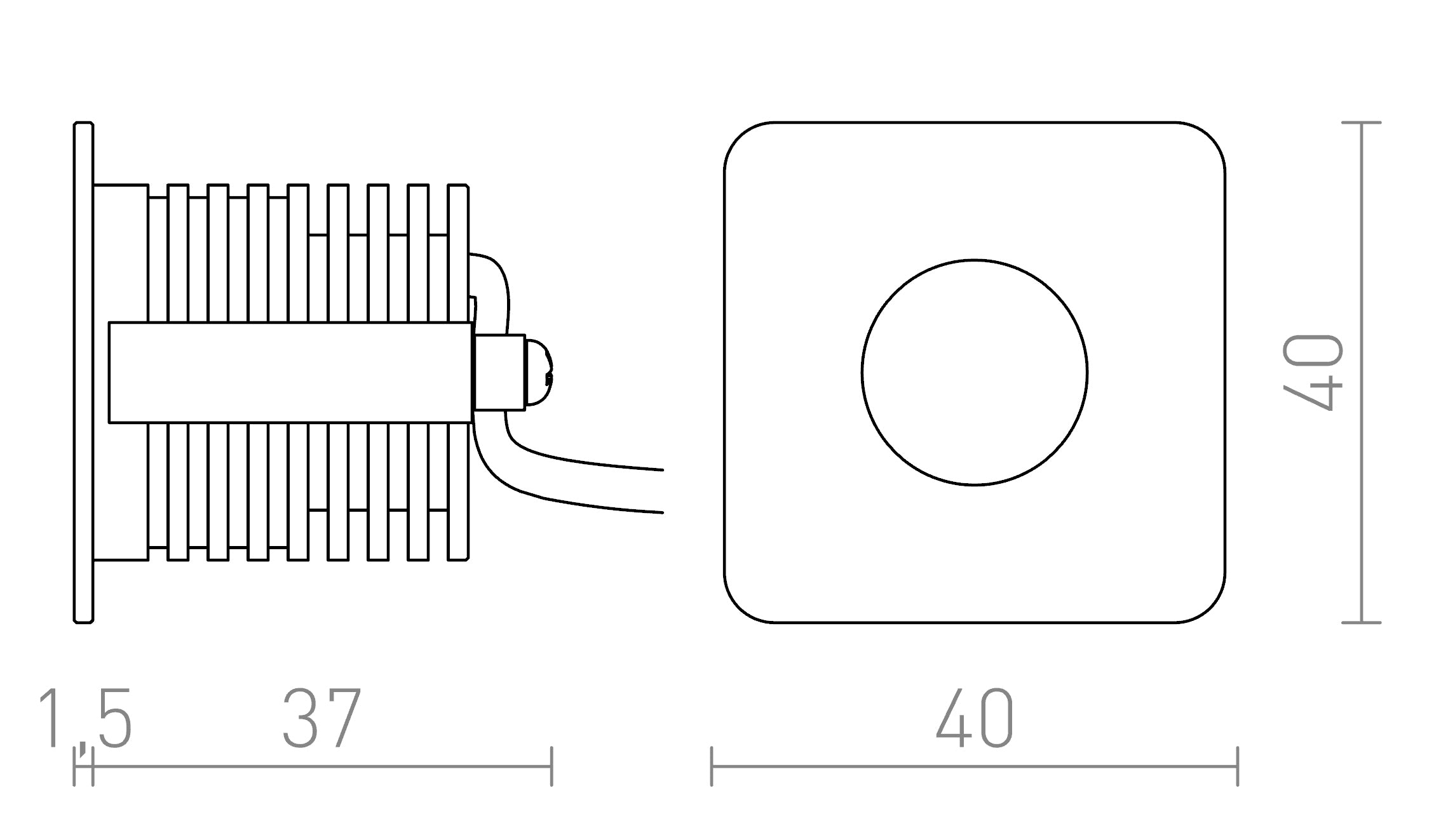 RIO SQ χωνευτό λαμπτήρας - Product sketch