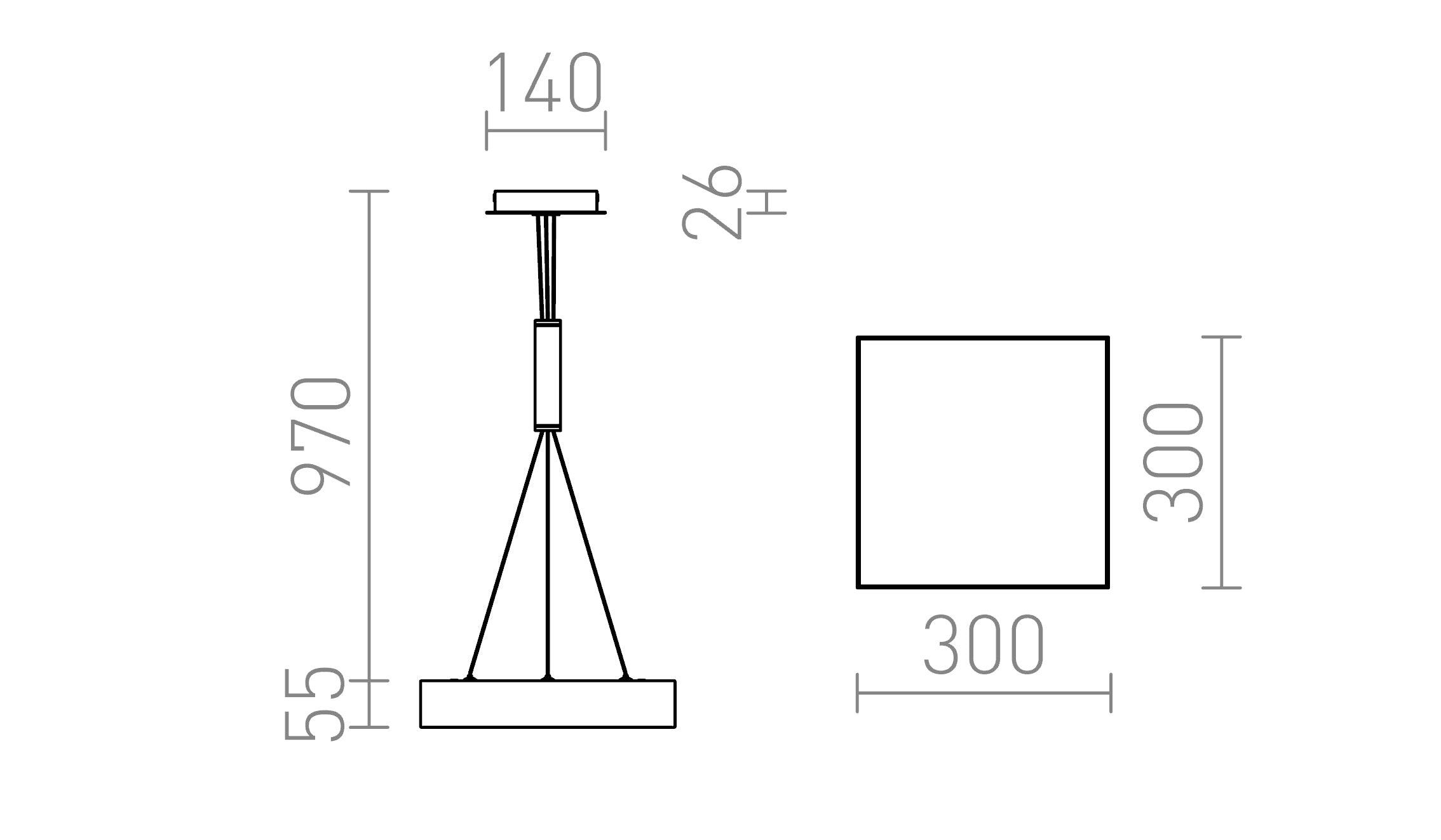 LARISA SQ 30 viseća lampa - Product sketch
