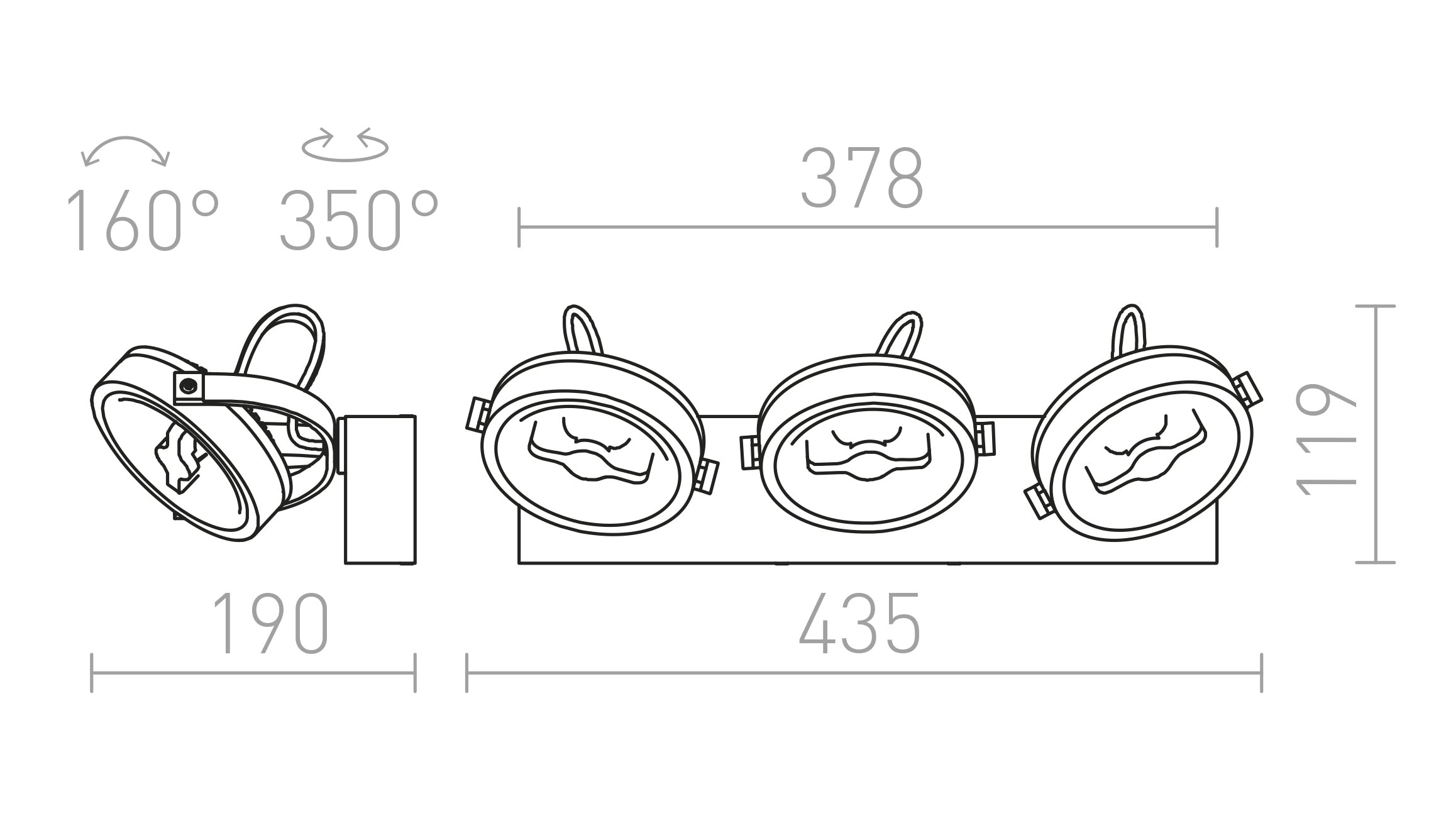 KELLY LED III DIMM Επιτοίχιος λαμπτήρας - Product sketch