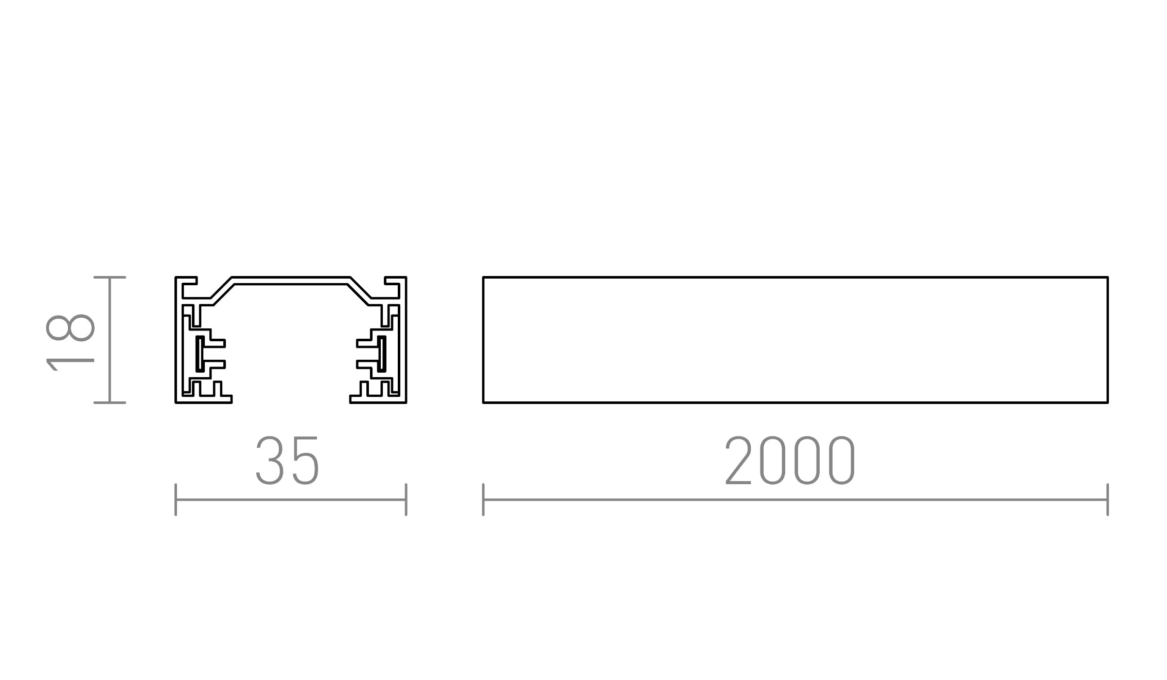 1F 2m tir lampa - Product sketch