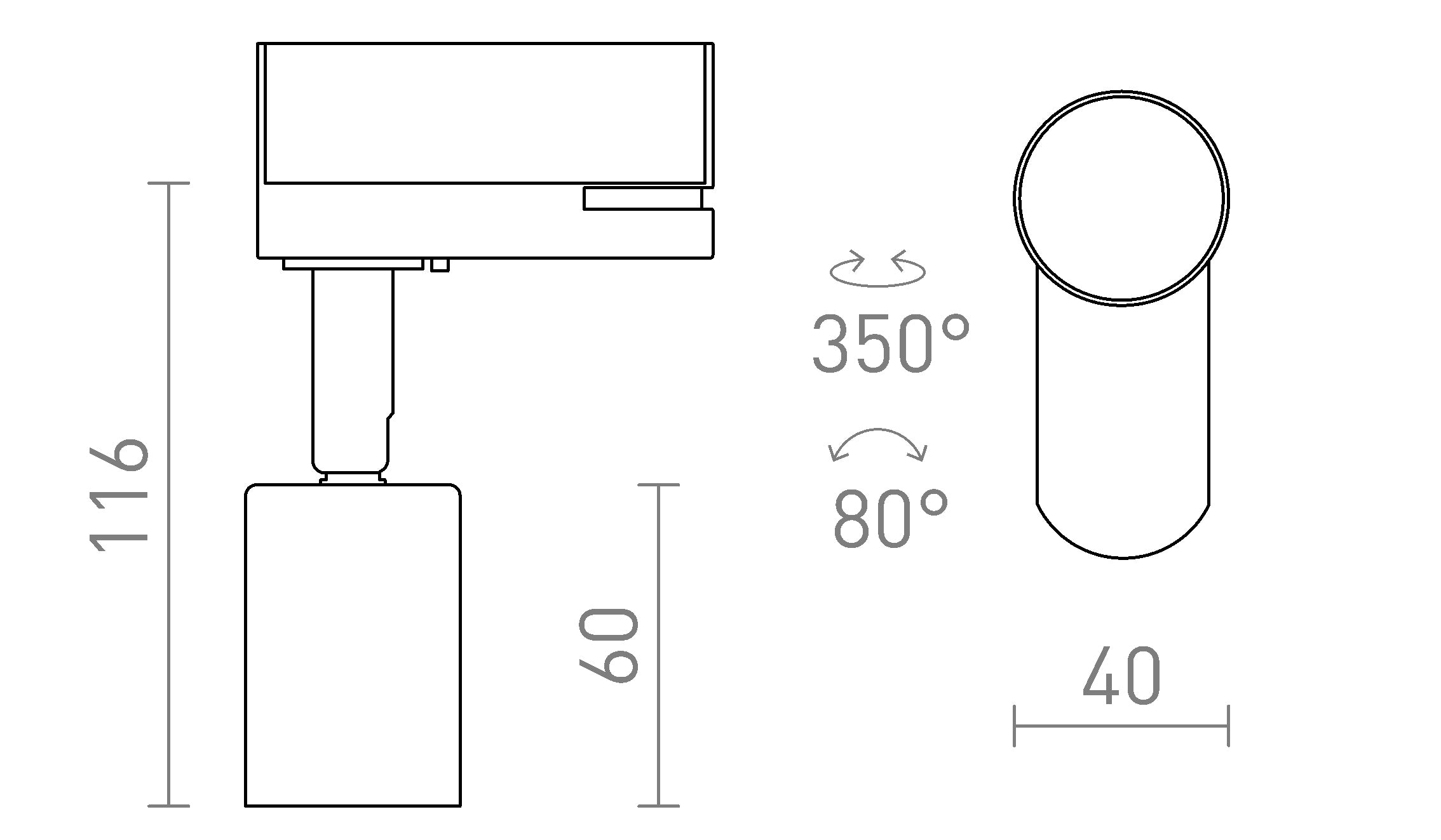 FAX E27 voor 3f. stroomrail - Product sketch