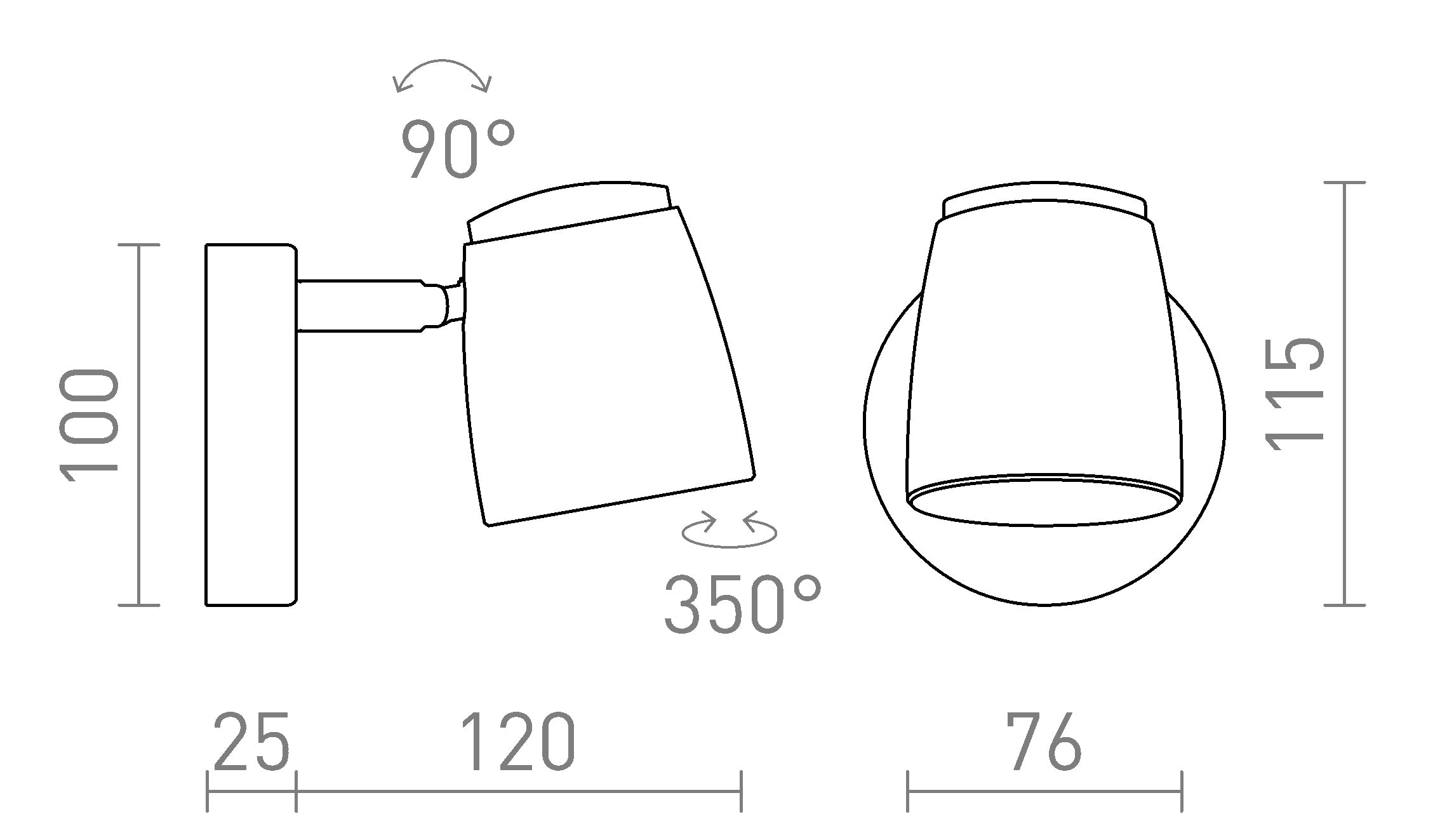 JOLI I ścienna lampa - Product sketch
