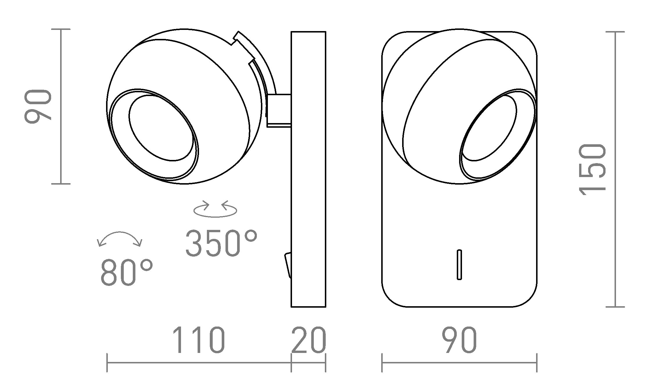 SIENA Επιτοίχιος λαμπτήρας - Product sketch