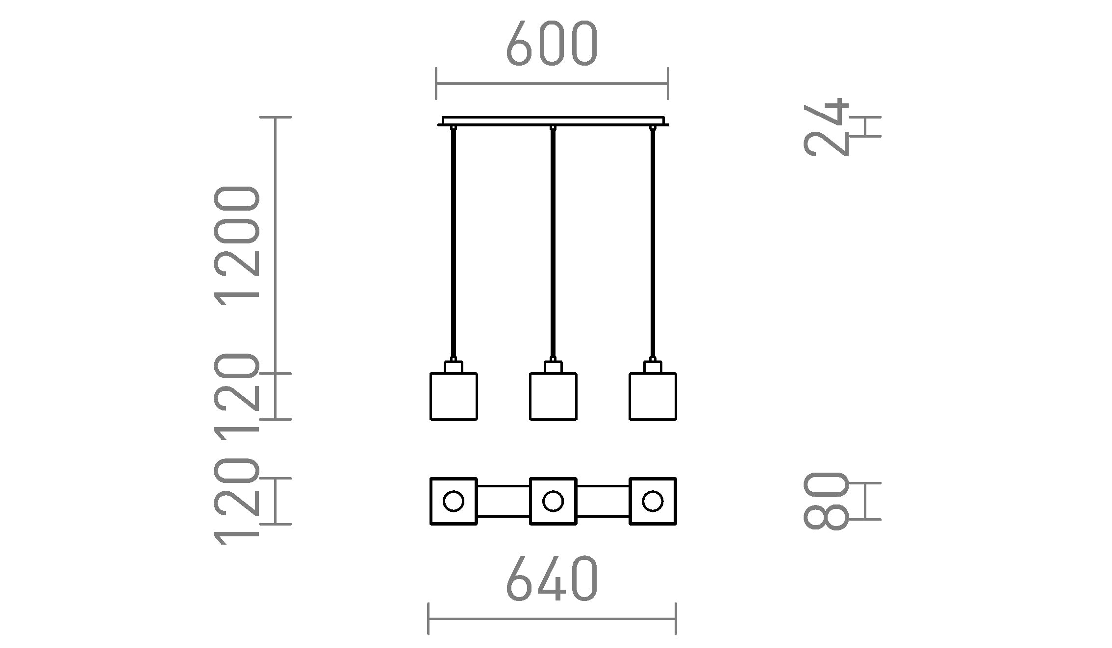 DADOS III 60 wisząca lampa - Product sketch
