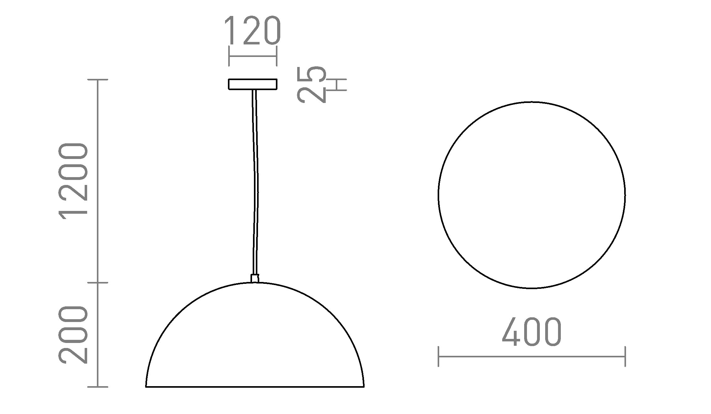 GLADYS 40 pendel lampa - Product sketch