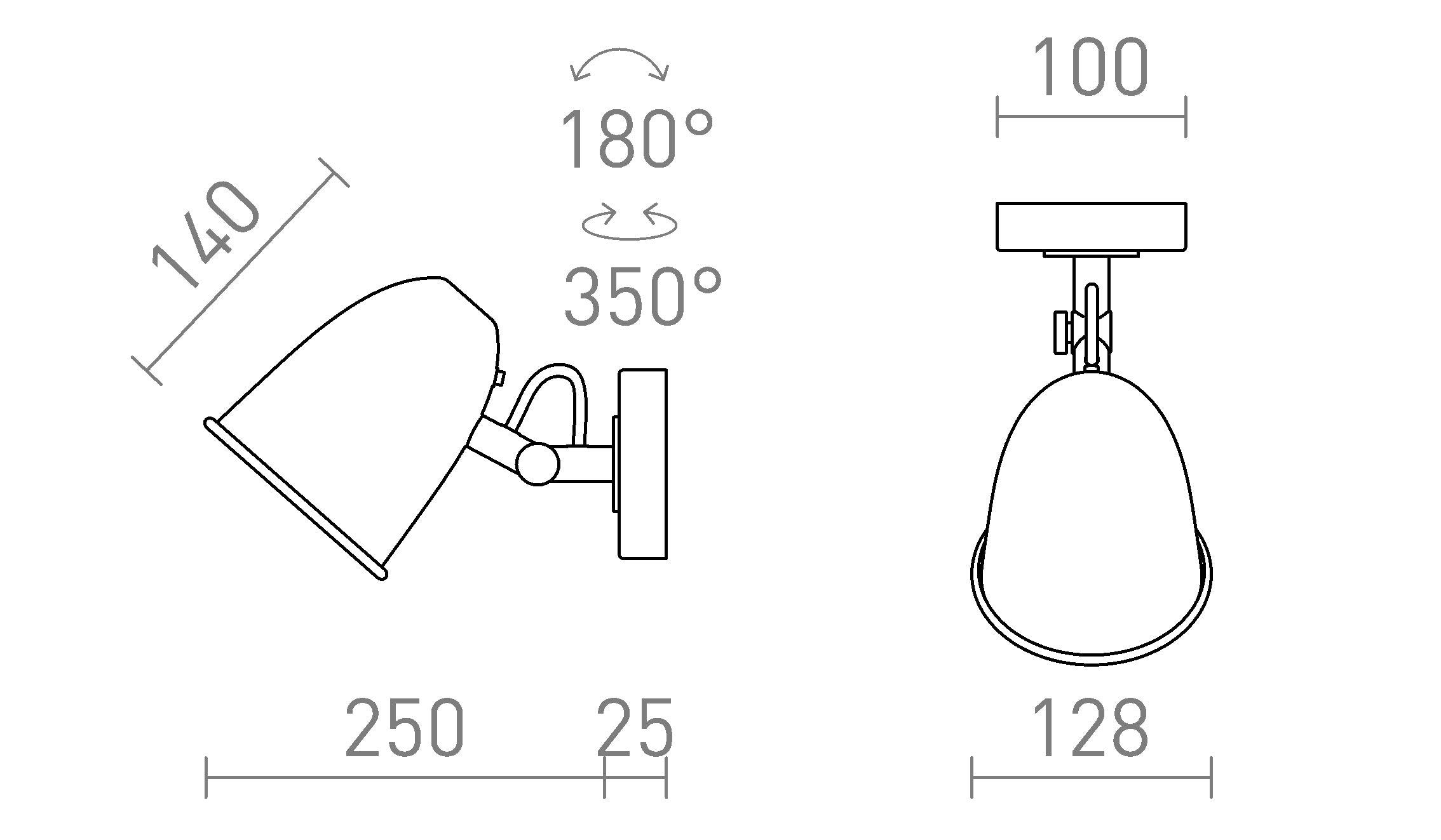 DANNY wandlamp lamp - Product sketch