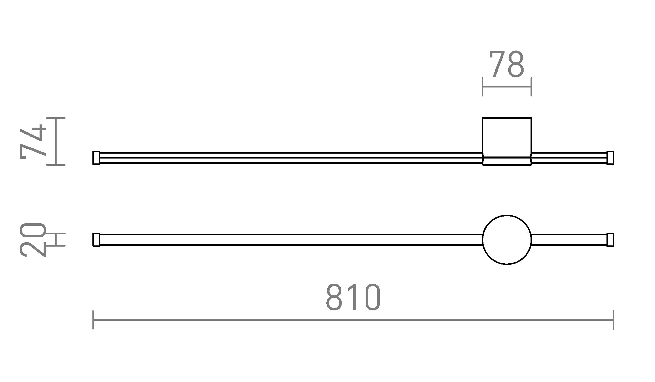 BEEM 80 murale lampe - Product sketch