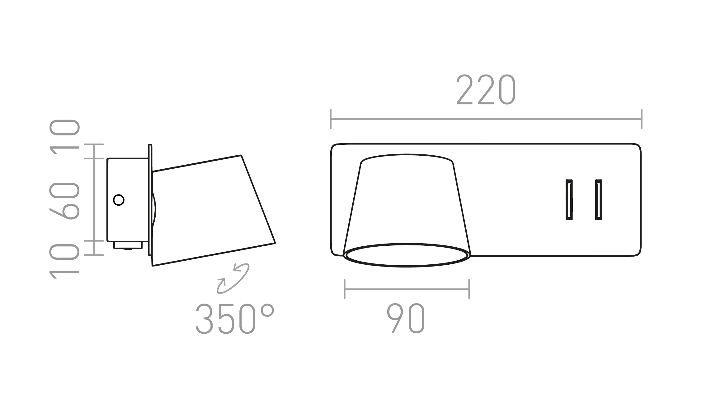 AMADEUS stena z osvetlitvijo ozadja - Product sketch
