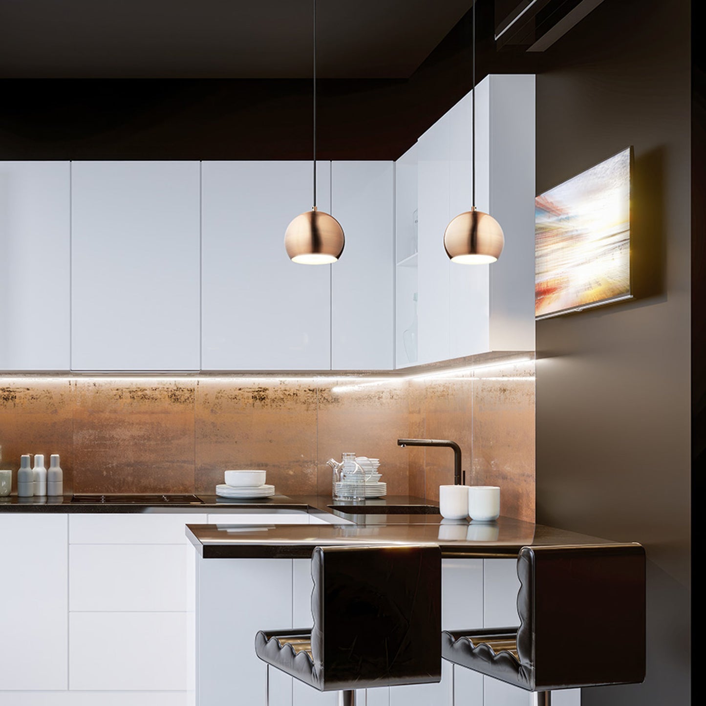 RENDL pendant lamp AGNETA pendant brushed copper 230V LED E27 11W R13900 4