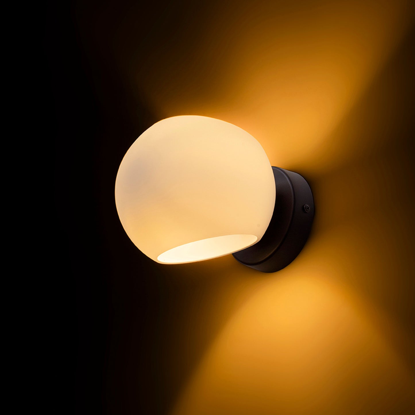 RENDL wall lamp SOLARIS surface mounted frosted glass/black 230V LED E14 7W R13995 3