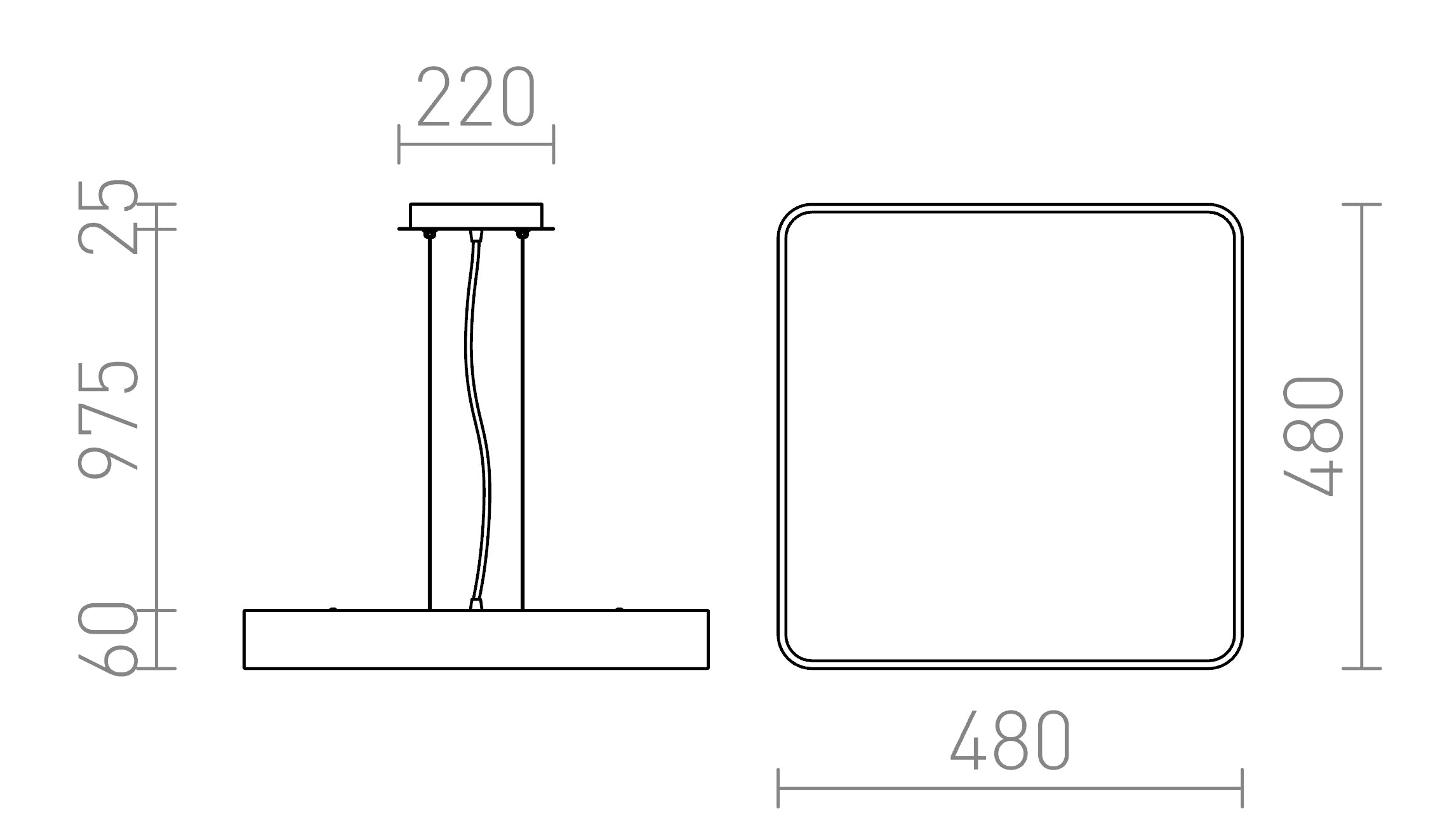 MENSA SQ 48 κρεμαστό λαμπτήρας - Product sketch