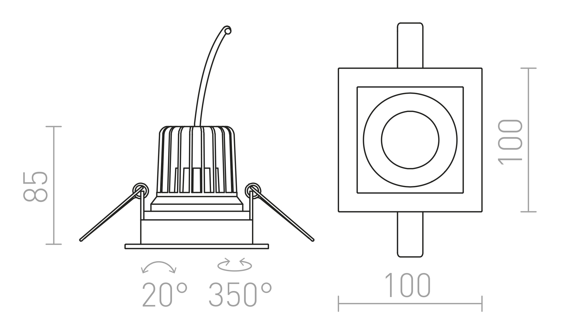 TIM  χωνευτό λαμπτήρας - Product sketch
