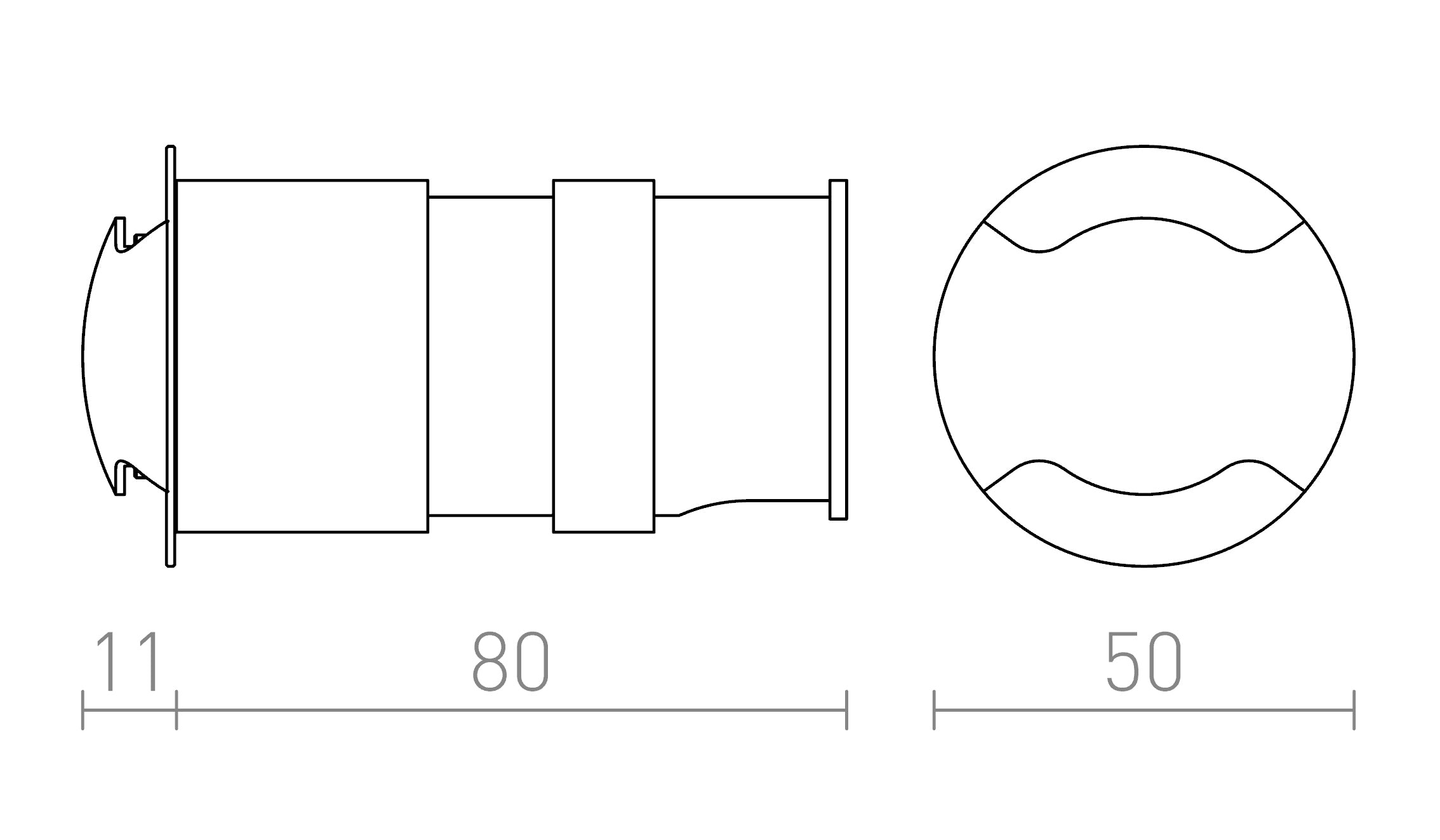 KICK II χωνευτό λαμπτήρας - Product sketch