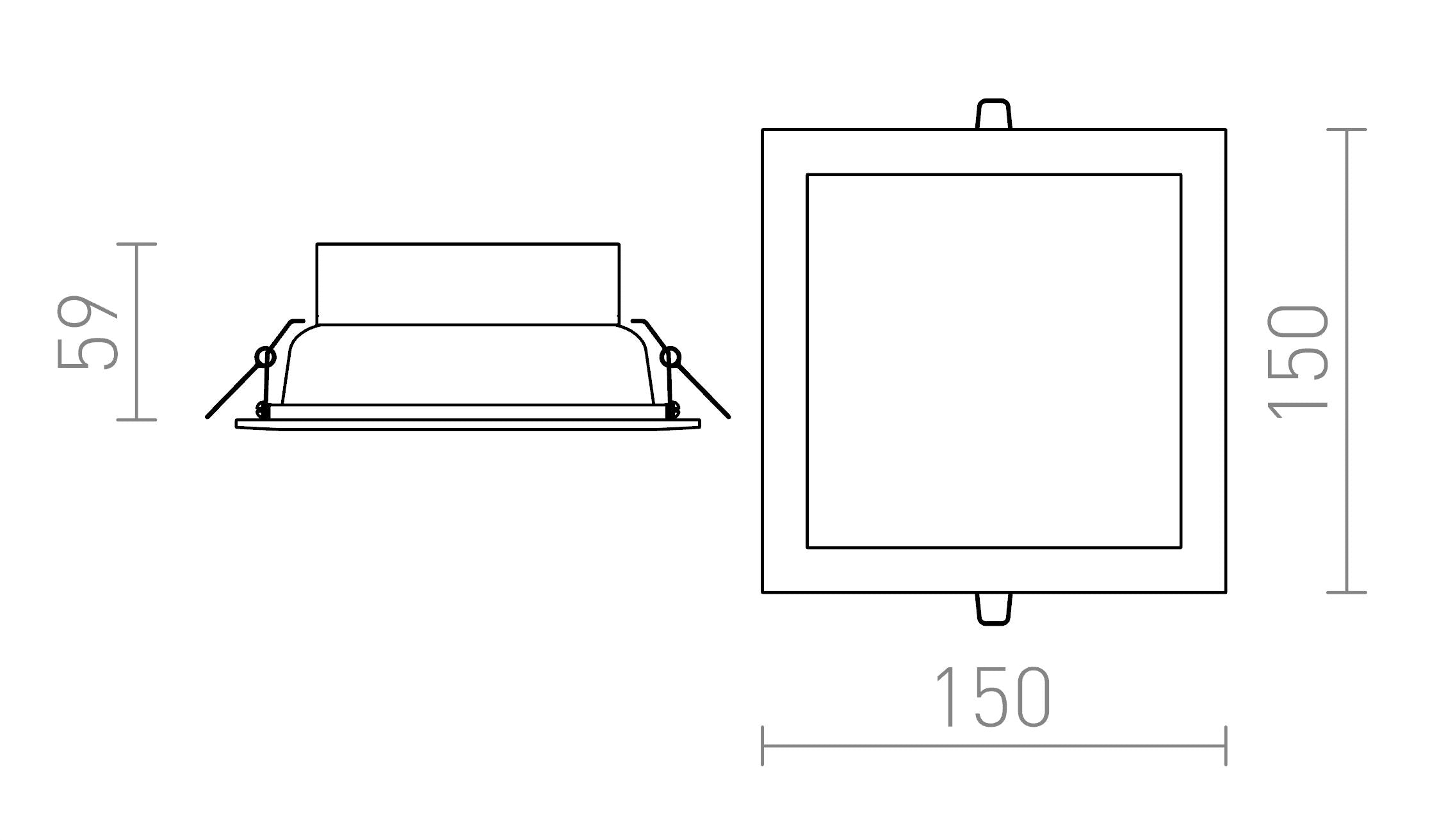 SEEYOU 15 τετράγωνο χωνευτό λαμπτήρας - Product sketch