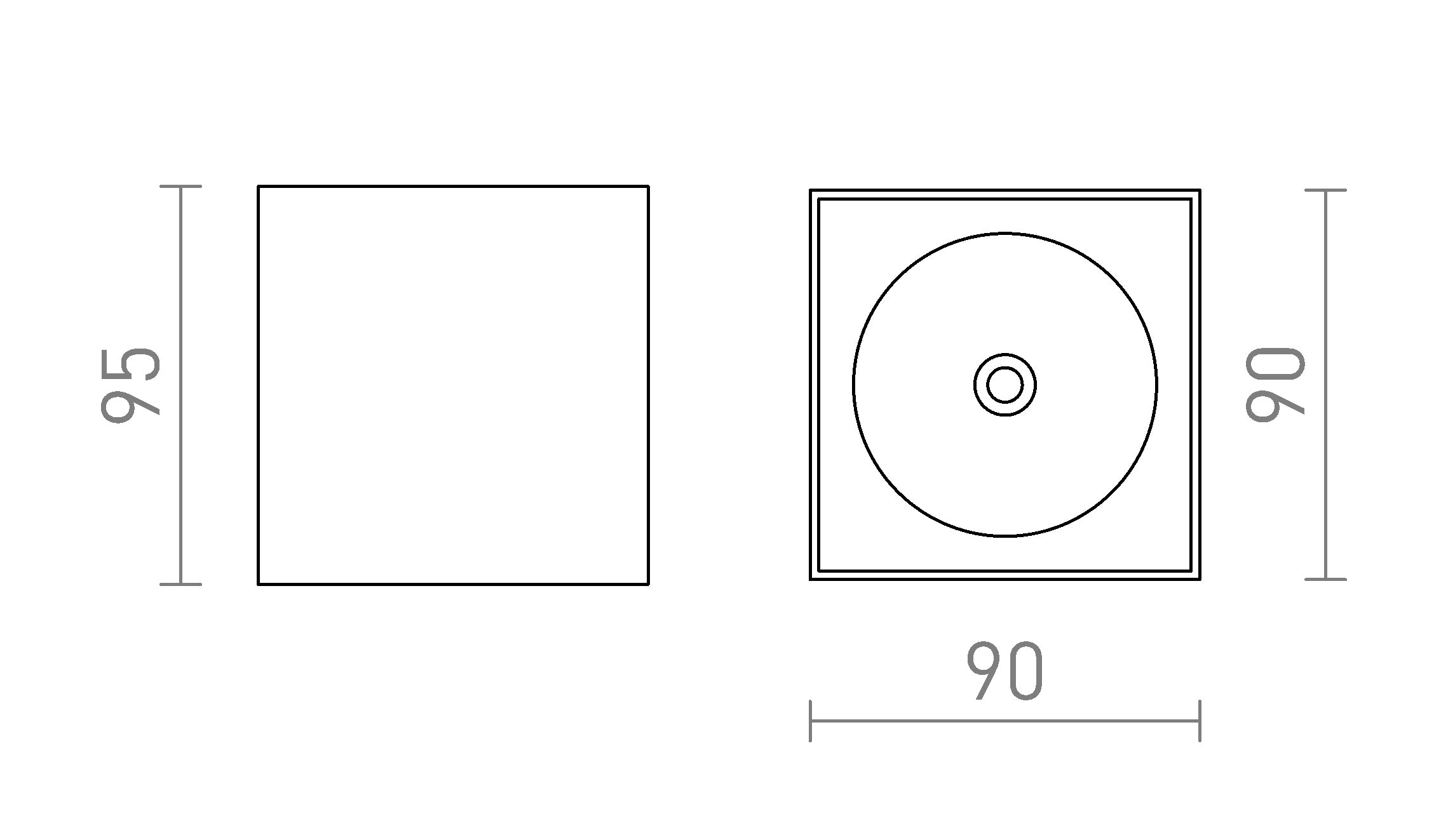 SENZA SQ οροφής λαμπτήρας - Product sketch