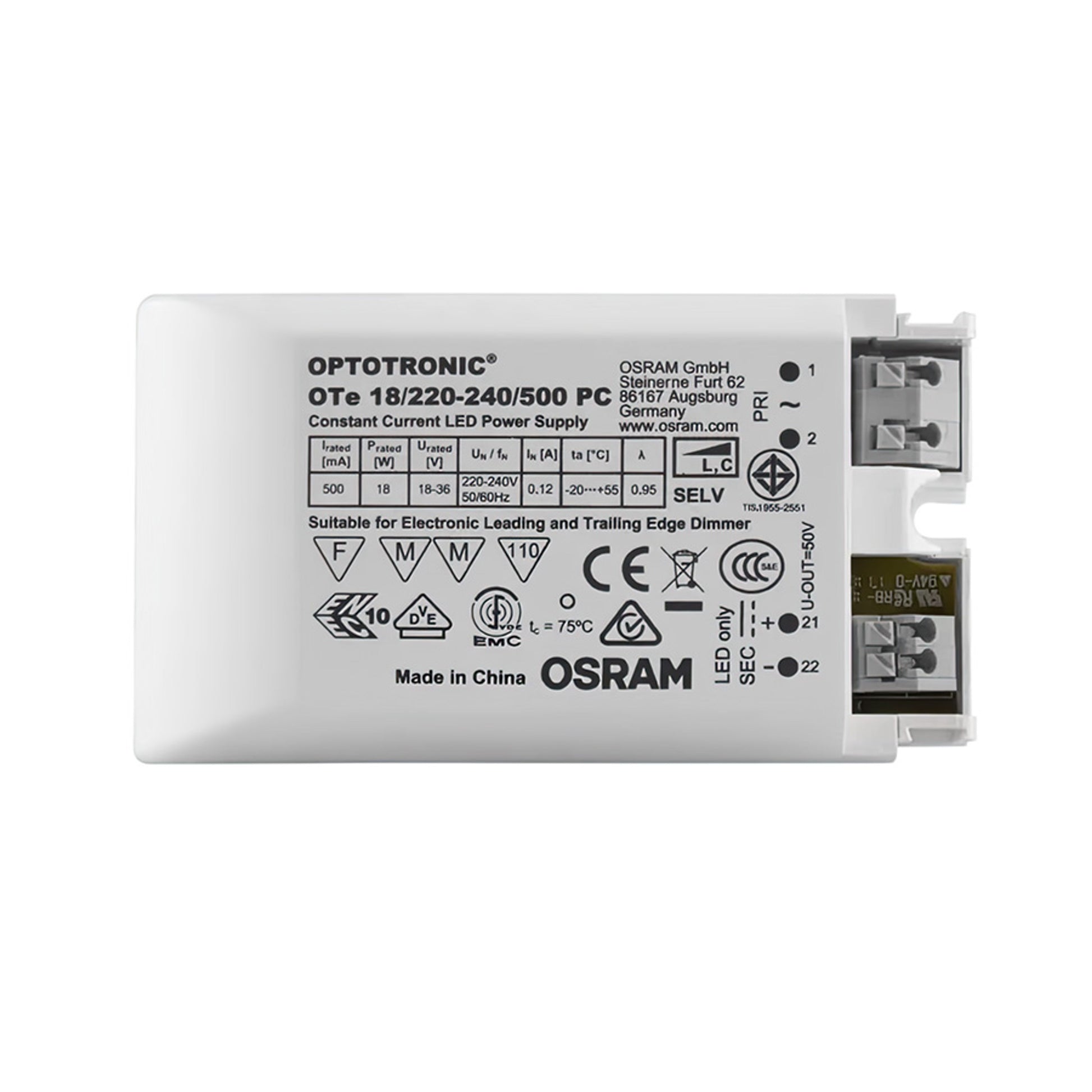 RENDL lighting accessorie DRIVER LED 9-18W DIMM  500mA max. 18W G13840 1