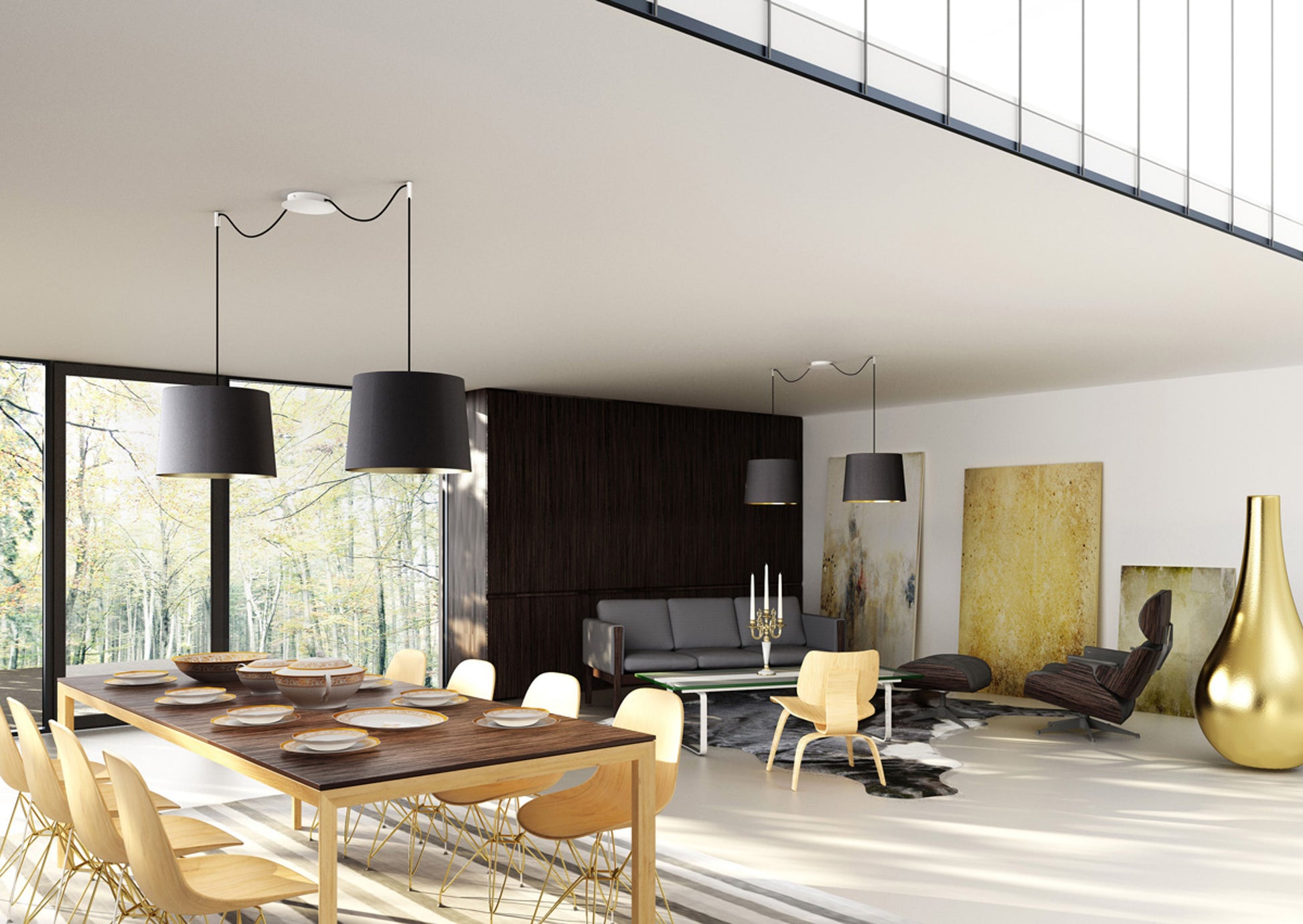 RENDL shades, shade bases, pendent sets ASPRO 40/30 shade Polycotton black/golden foil max. 23W R11467 8