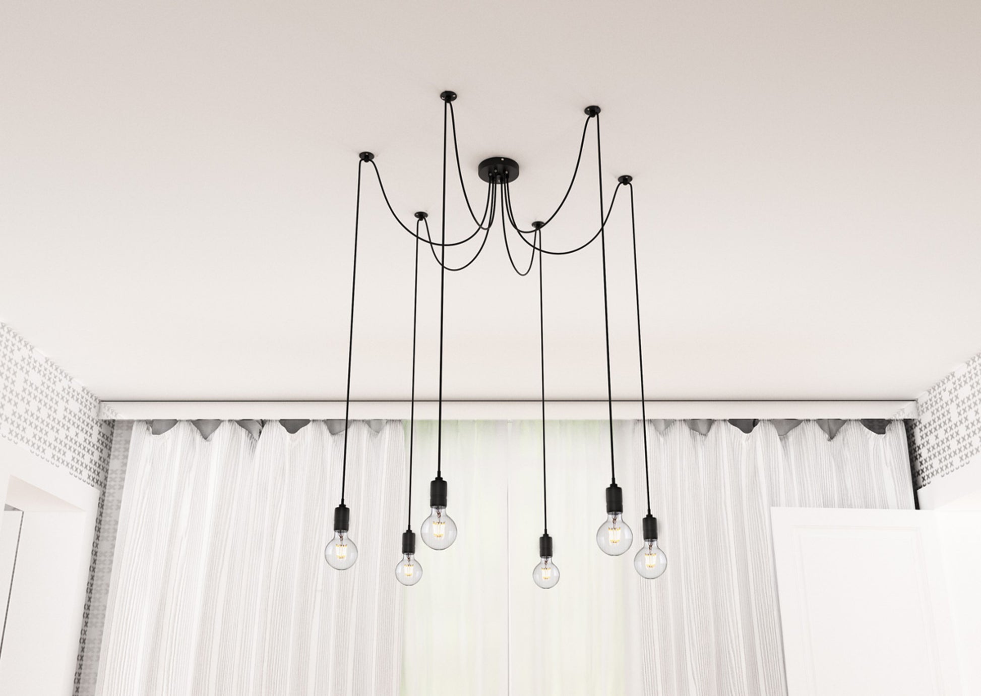 RENDL pendant lamp CINDY VI pendant black  230V LED E27 6x15W R12054 11
