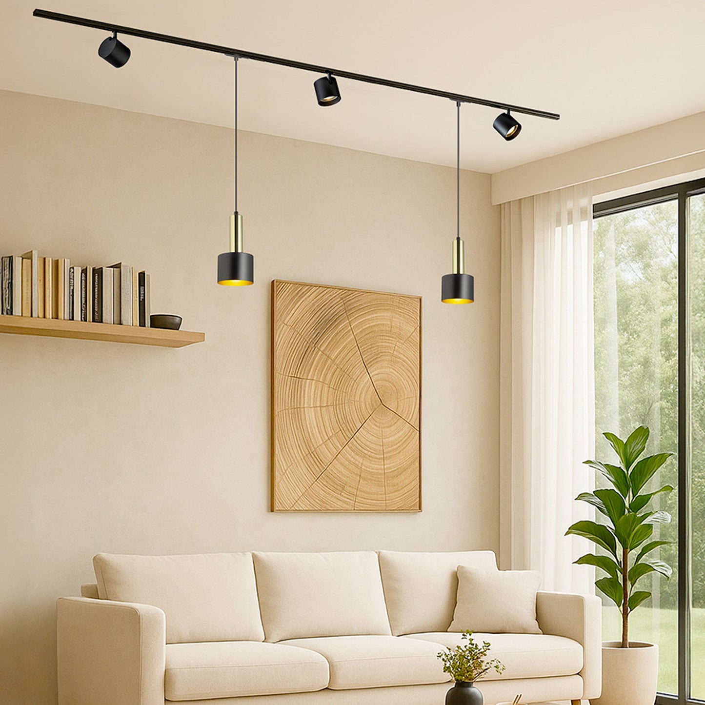 RENDL 1-circuit track system GIULIA 12 for 1-circuit tracks black/gold brown brass 230V LED E27 11W R13987 4