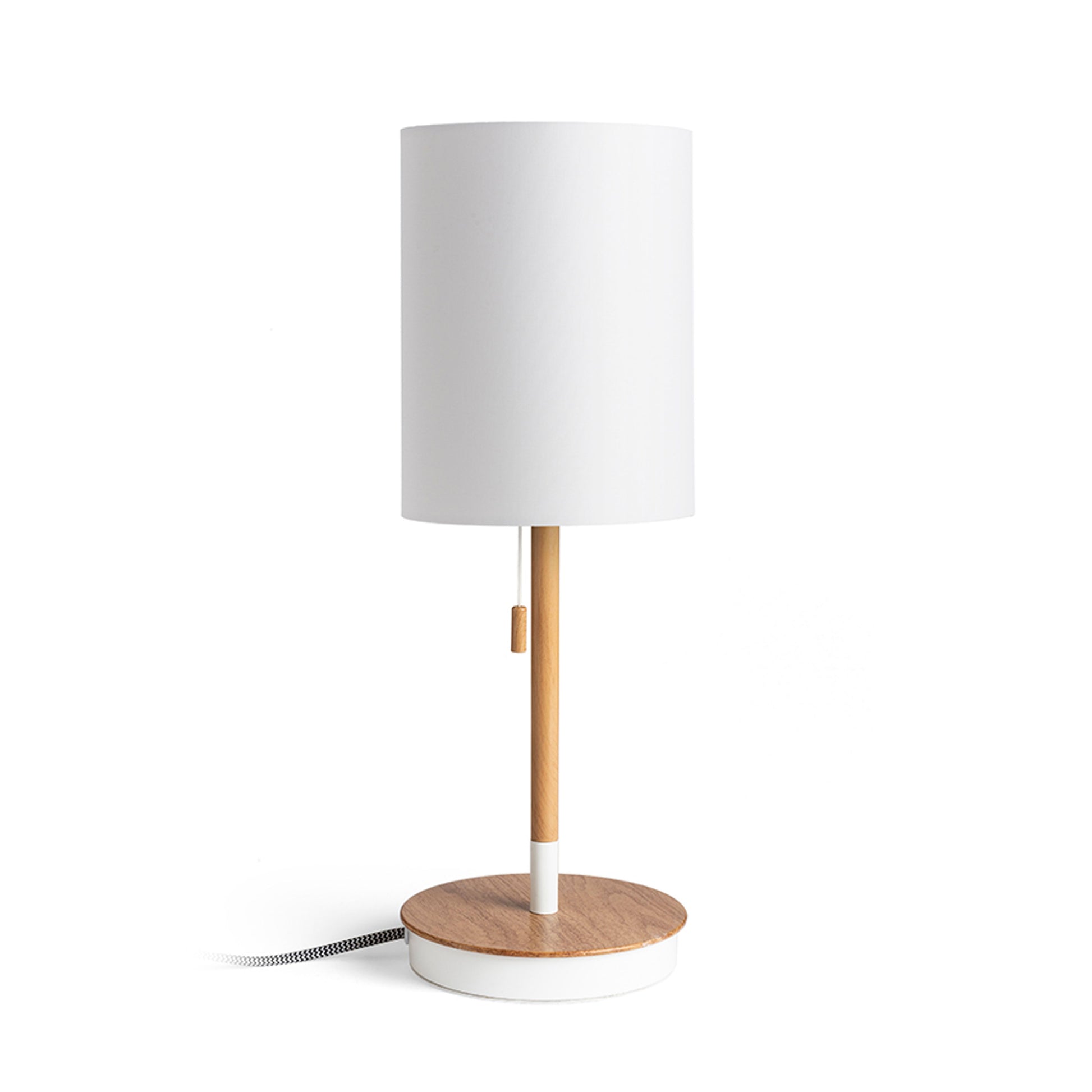 RENDL table lamp KEITH/RON 15/20 table with USB  Polycotton white/beech 230V LED E27 15W R14036 1