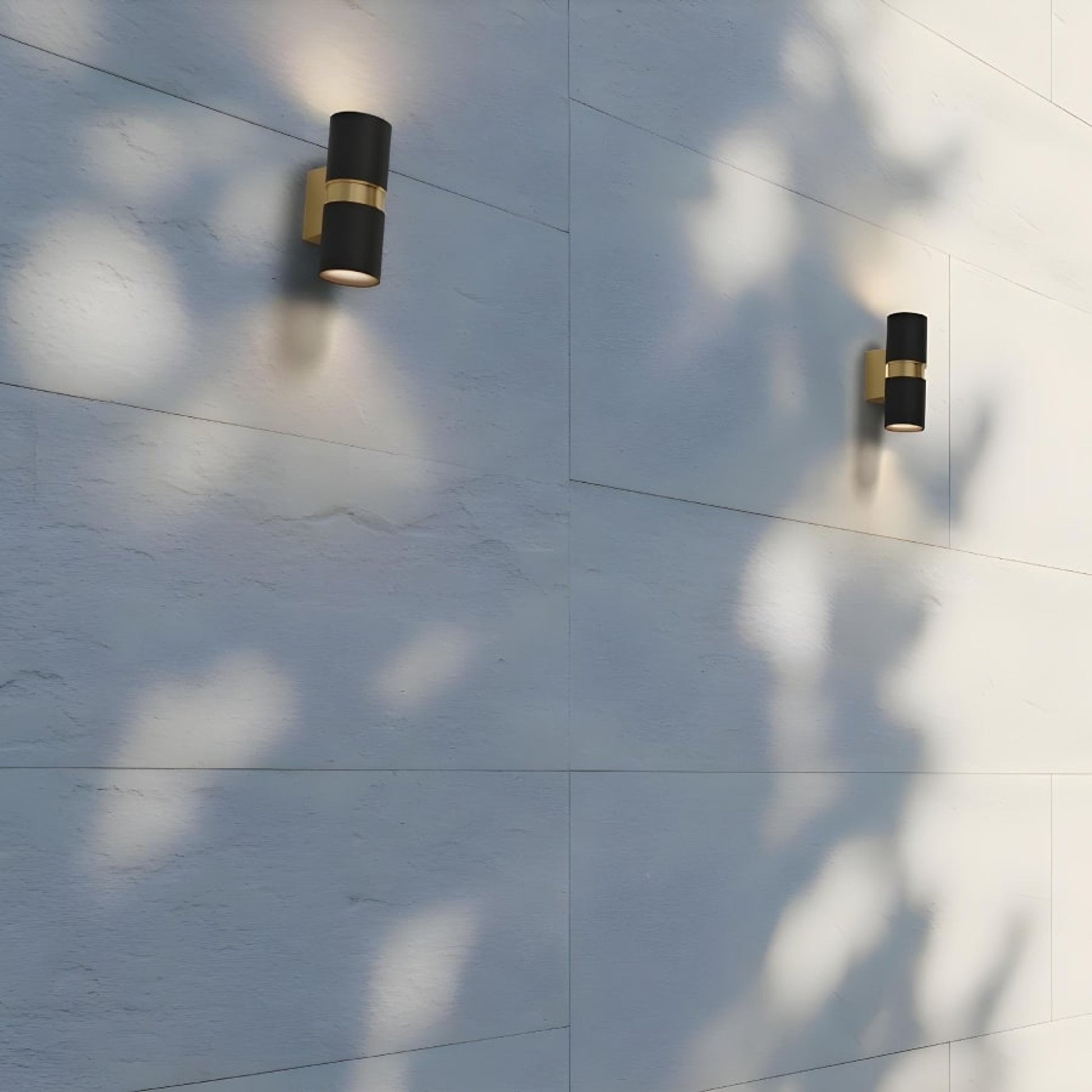 RENDL outdoor lamp MANO wall black/brushed brass 230V LED GU10 2x8W IP54 R14128 3